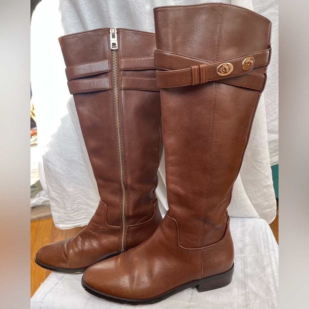 Coach‎ Linette Boot Brown Leather Tall Flat 6B